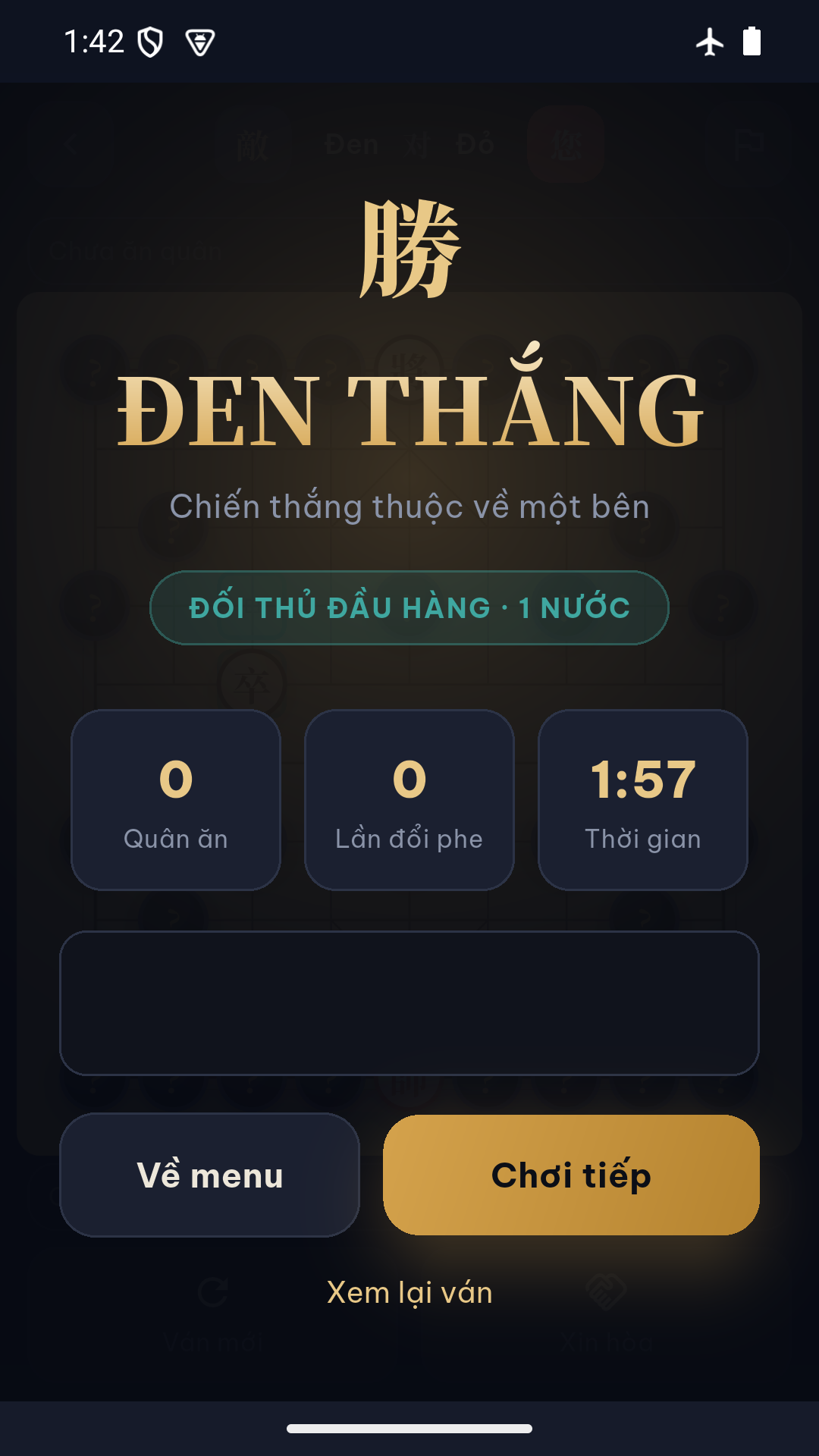 Kết quả ván đấu